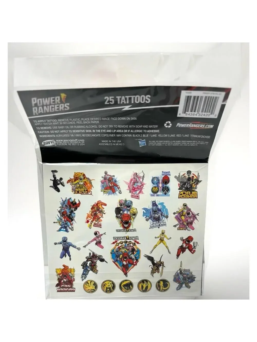Original Power Rangers Temporary Tattoos 25ct NEW Sealed Vintage Style Megazord